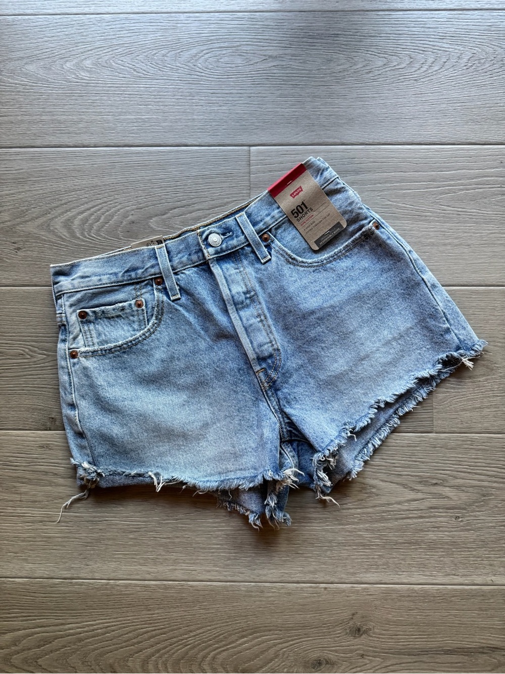 Levi's Light Blue Distressed Denim Cutoff Shorts